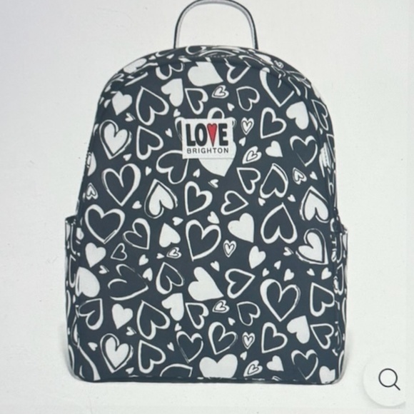 Brighton Endless Love Black and White Heart Pattern Backpack - NEW - Picture 4 of 11